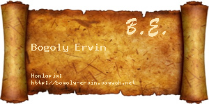 Bogoly Ervin névjegykártya